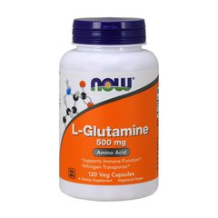 Амінокислота L-глютамін (вільна форма) Нау Фудс / Now Foods L-Glutamine 500 mg 120 caps / капсул