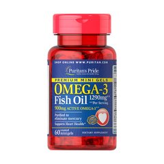 Omega-3 Fish Oil 1290 mg (60 mini gels) жирные кислоты Puritan's Pride