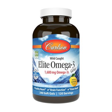 Элитная Омега 3 жирные кислоты Carlson Labs Elite Omega 3 (240 soft gels, lemon)
