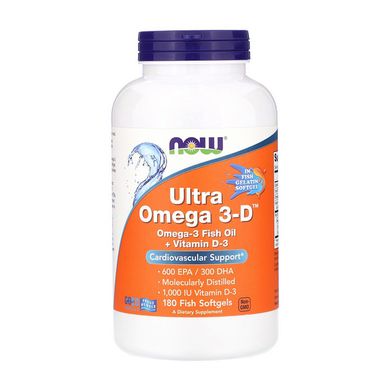 Рыбий жир Омега 3-Д Now Foods Ultra Omega 3-D жирные кислоты (180 softgels)