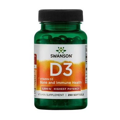Витамин Д3 (холекальциферол) Свансон / Swanson D3 5000 IU (250 sgels)