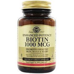 Биотин витамин B7 Solgar Biotin 1000 mcg 100 вег капсул