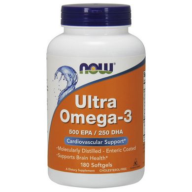 Ultra Omega-3 (180 softgels) жирні кислоти NOW