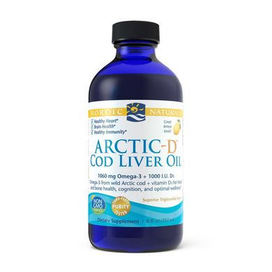 Омега-3 + Витамин Д3 Nordic Naturals Arctic-D Cod Liver Oil 1060 mg omega-3 + 1000IU D3 рыбий жир (237 ml)