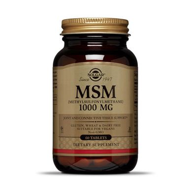 МСМ Метилсульфонилметан Solgar MSM 1000 mg 60 таб
