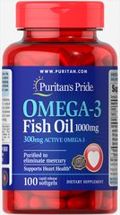 Omega-3 Fish Oil 1000 mg (100 softgels) жирные кислоты Puritan's Pride