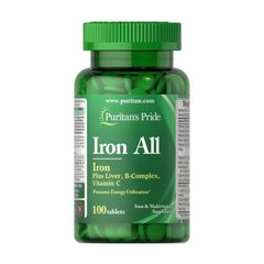 Железо с комплексом витаминов Б и Витамином Ц Пуританс Прайд / Puritan's Pride Iron All (100 tab)