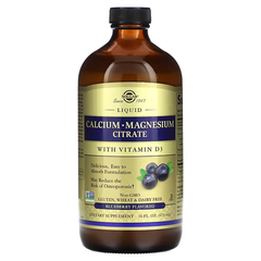 Жидкий цитрат кальция и магния с витамином Д-3 Solgar Calcium Magnesium Citrate with vit D3 (473 ml) natural blueberry