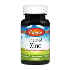 Цинк (из хелата глицината цинка) Carlson Labs Chelated Zinc 30 mg (100 tabs)