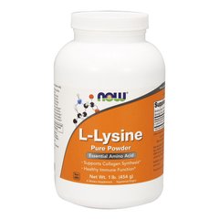 Л-Лизин (из гидрохлорида L-лизина) 435 мг Now Foods L-Lysine Pure Powder (454 g)