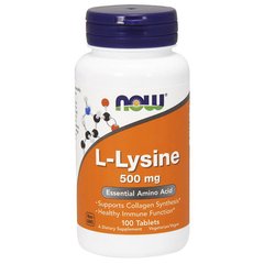Л-Лизин (L-лизин гидрохлорид) 500 мг Now Foods L-Lysine 500 mg (100 tabs)