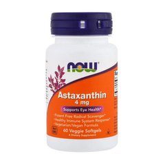 Астаксантин (из экстракта Haematococcus pluvialis) Нау Фудс / Now Foods Astaxanthin 4 mg 60 veg softgels