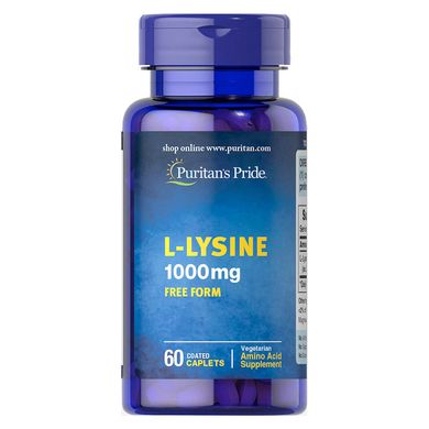 Аминокислоты Л-лизин Puritan's Pride L-Lysine 1000 mg (60 caplets)