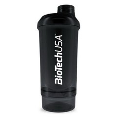 Шейкер для спортивного питания BioTech Shaker Wave + 2 in 1 (500 ml) black
