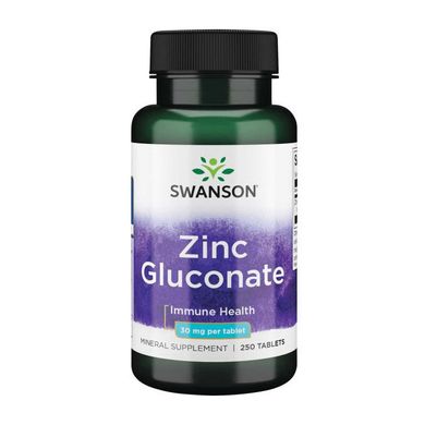 Цинк (глюконат цинка) Свансон / Swanson Zinc Gluconate 30 mg (250 tab)