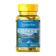 Масло печени трески Витамины А и Д Пуританс Прайд / Puritan's Pride Cod Liver Oil vitamins A&D (100 softgels)
