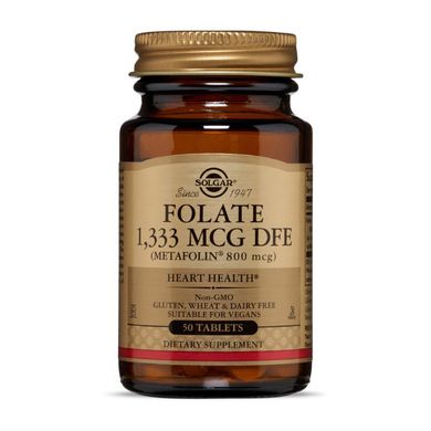 Фолиевая кислота Solgar Folate 1,333 mcg DFE (Metafolin 800 mcg) (50 tabs)