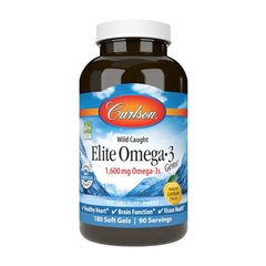Елітна Омега-3 риб'ячий жир Carlson Labs Elite Omega 3 1,600 mg жирні кислоти EPA 800 / DHA 600 180 soft gels