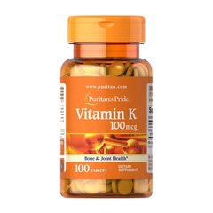 Витамин К фитонадион Puritan's Pride Vitamin K 100 mcg (100 tab)
