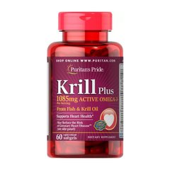 Масло криля Ester-Omega жирные кислоты Puritan's Pride Krill Plus 1085 mg Active Omega-3 (60 sgels)