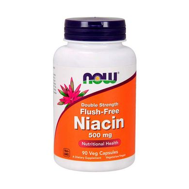 Ниацин (витамин B-3) Now Foods Flush-Free Niacin 500 mg Double Strength (90 veg caps)