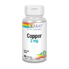Медь с аминокислотами Соларай / Solaray Copper 2 mg (100 veg caps)