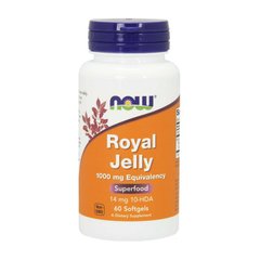 Маточное молочко (14 мг 10-HDA) 303 мг Now Foods Royal Jelly 1000 mg Eguivalency (60 softgels)