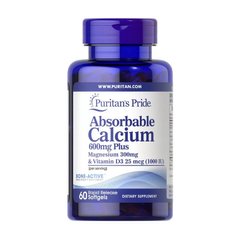 Кальций магний Д3 Puritan's Pride Absorbable Calcium 600mg Plus Magnesium 300mg & Vitamin D3 25mcg (60 caps)