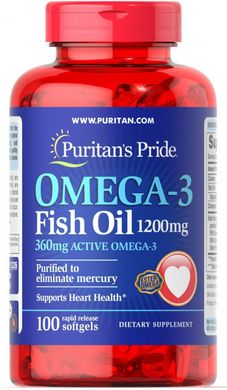 Omega-3 Fish Oil 1200 mg (100 softgels) жирные кислоты Puritan's Pride