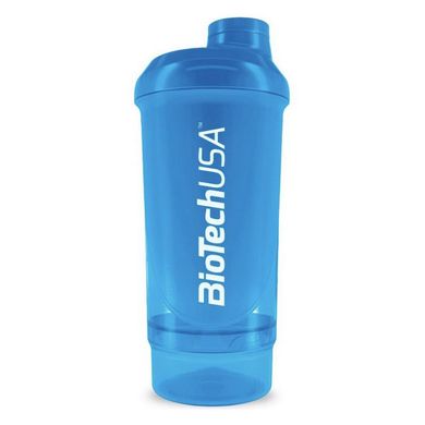 Шейкер для спортивного харчування BioTech Shaker Wave + 2 in 1 (500 ml) Schocking Blue