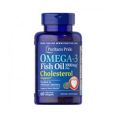 Omega-3 Fish Oil 1000 mg Plus Cholesterol Support (60 softgels) жирные кислоты Puritan's Pride