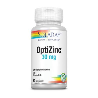 Цинк + Витамин Б6 Соларай / Solaray OptiZinc 30 mg (60 veg caps)