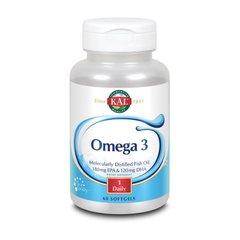 Омега 3 рыбий жир незаменимые жирные кислоты + Витамин Е KAL Omega 3 180 EPA и 120 DHA + Vit E (60 softgel)