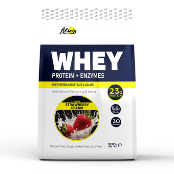 Протеин FitWin Whey Protein + Enzymes (900 g) strawberry cream