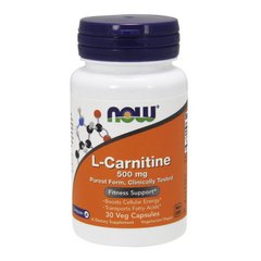Аминокислота L-карнитин (Высочайшей очистки) Now Foods L-Carnitine 500 mg purest form (30 veg caps)