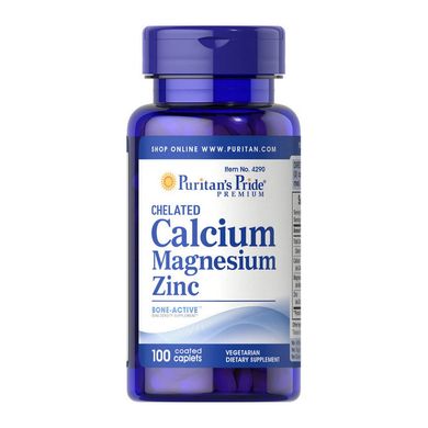 Chelated Calcium Magnesium Zinc (100 caplets) Puritan's Pride